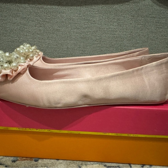 Kate Spade Pink Satin Ballet Flats with Crystal Embellishment - Picture 5 of 8